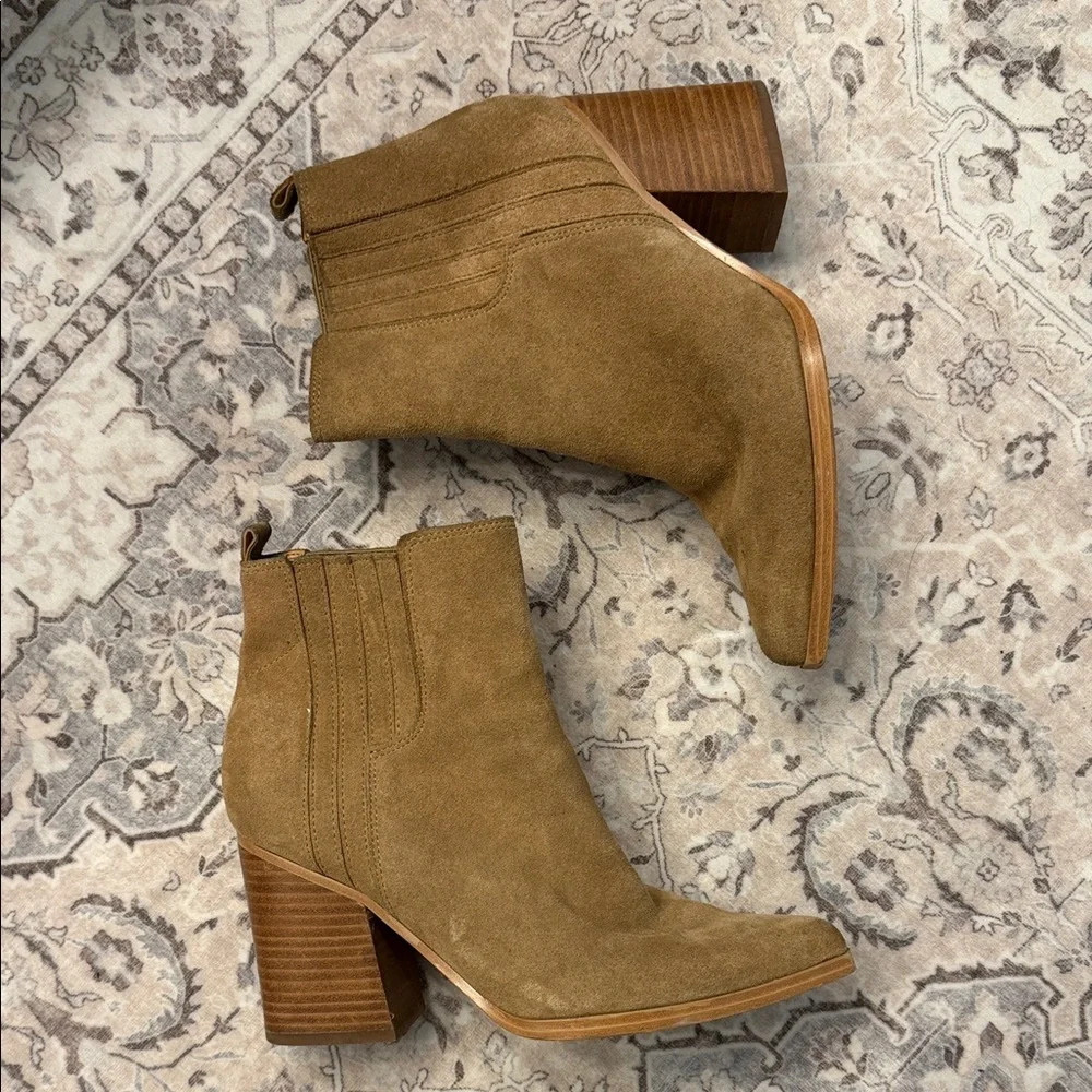 Marc Fisher Suede Ankle Booties in Tan Brown